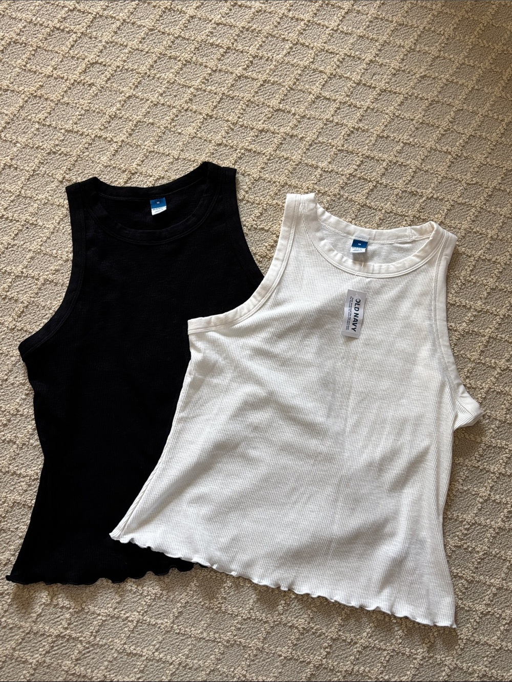 Old Navy Set of Two Ribbed Tank Tops - Black & Cream